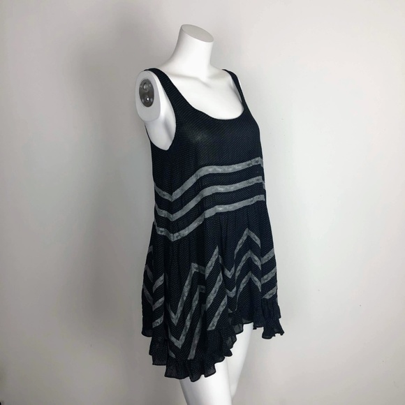 Free People Voile Trapeze Swing Dress Tunic Black - Picture 7 of 8